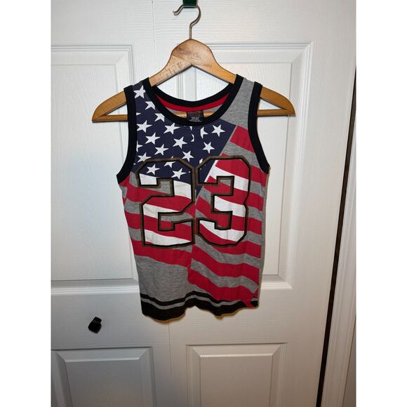 Quad Seven Other - Quad Seven Boys USA Flag 23 Graphic Tank Top Size 8/10 Patriotic Cotton